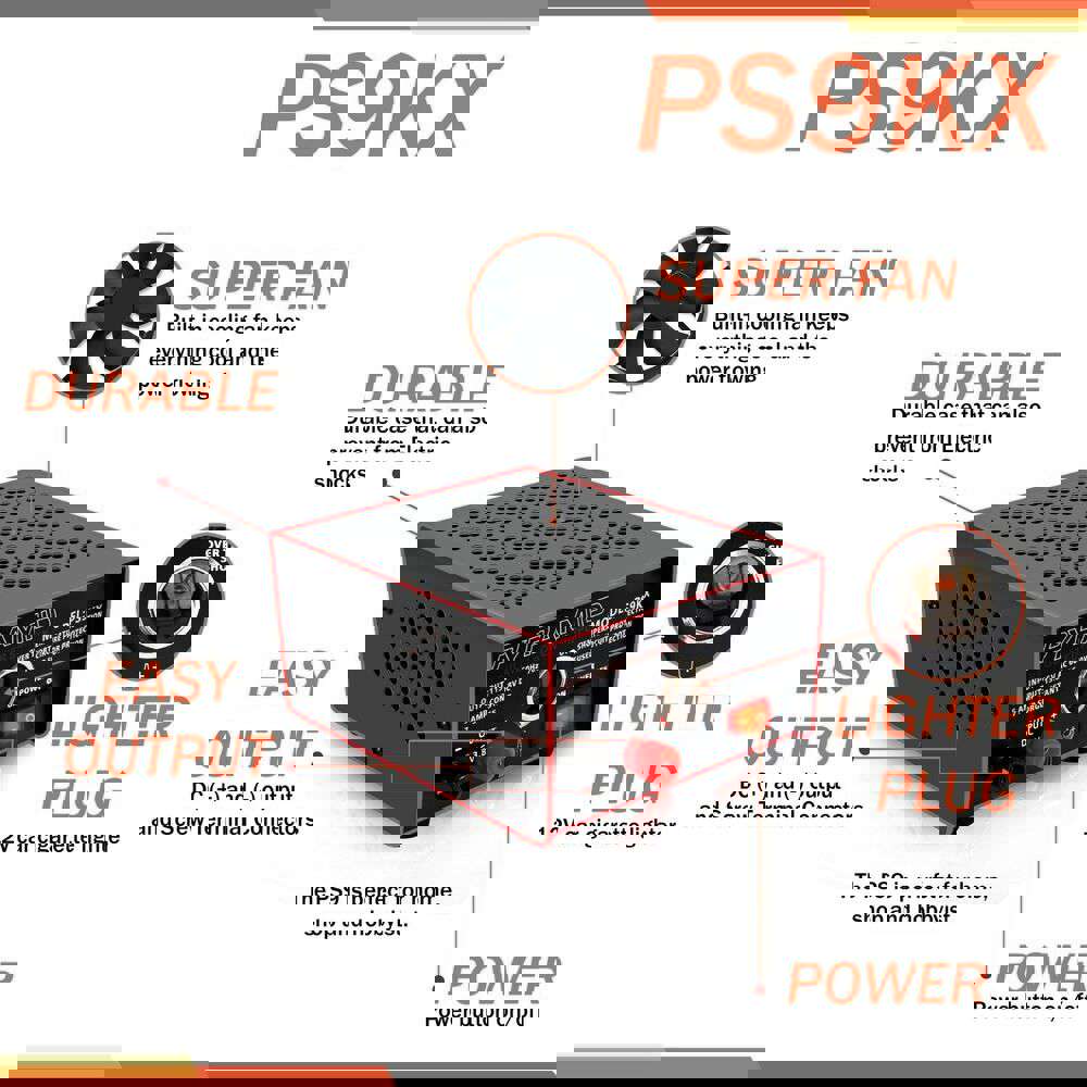 Pyramid 5A Power Supply with Cigarette Lighter Plug PS9KX