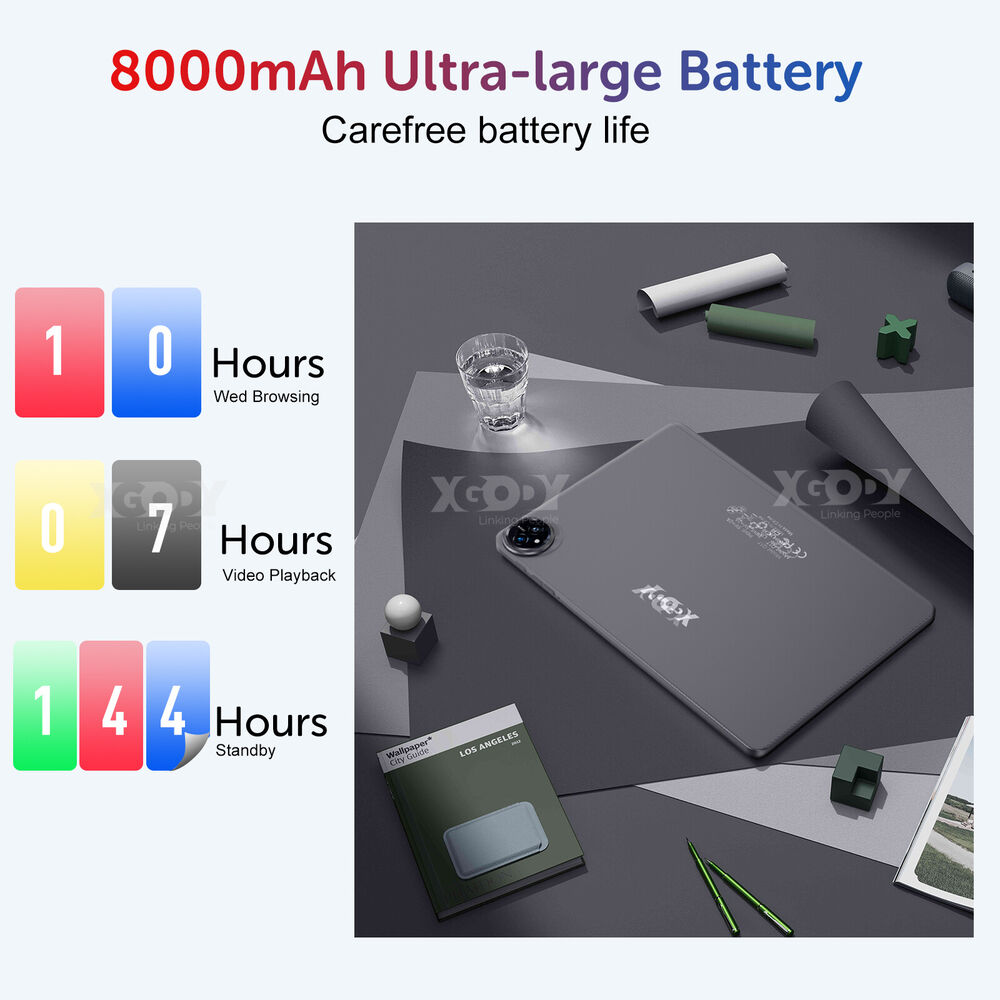 11 inch Ultra-thin Tablet PC with 5G, HD Display, 16GB+256GB, 8000mAh Battery, Android14, Dual WiFi