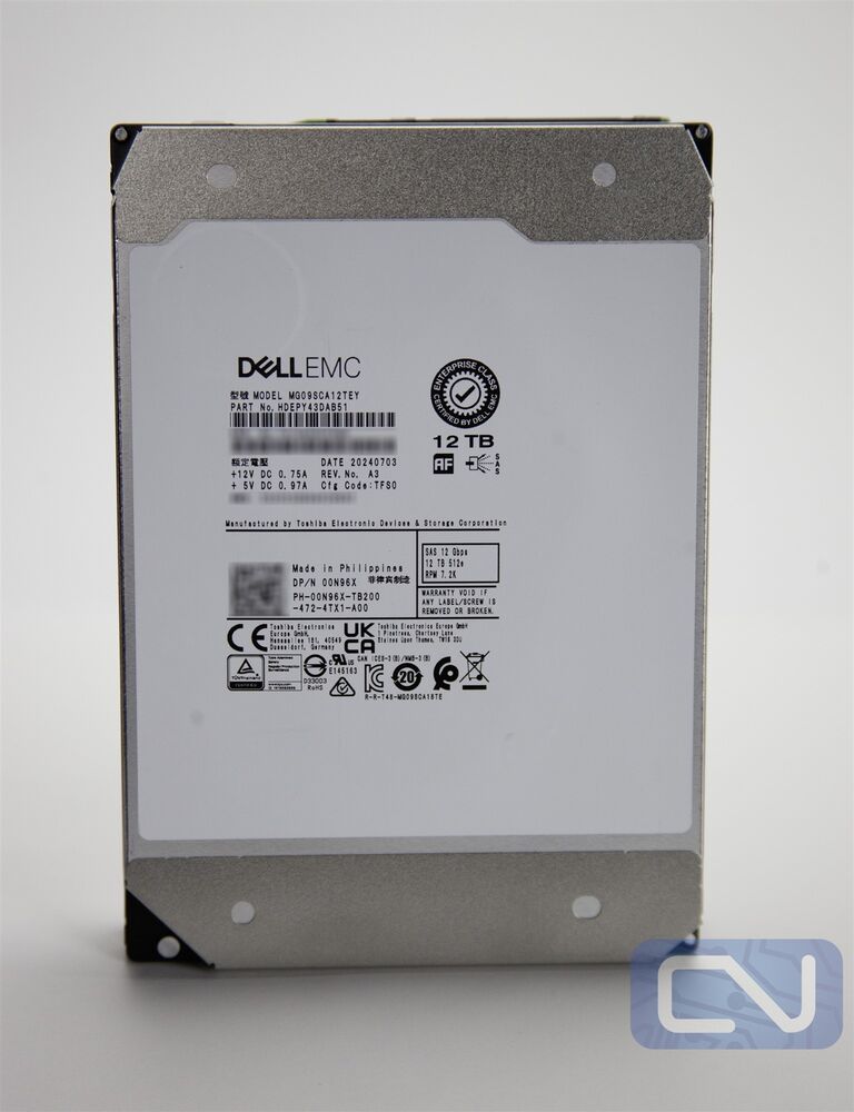 Dell N96X 12TB SAS MG09 Series MG09SCA12TEY 3.5 HDD