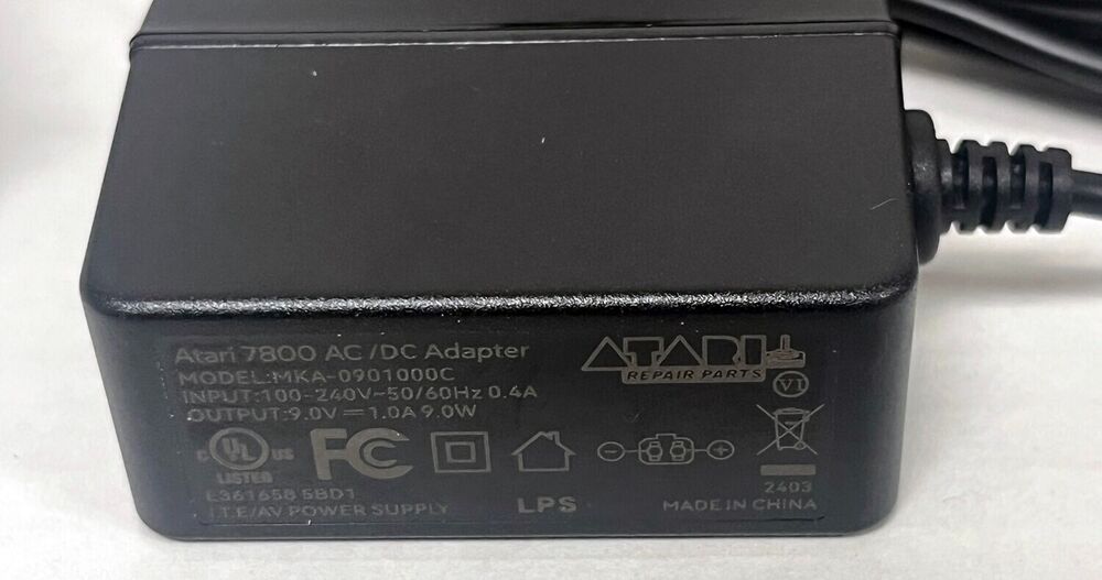 Atari 7800 Power Supply Replacement - Brand New Design, 110/220 UL Listed