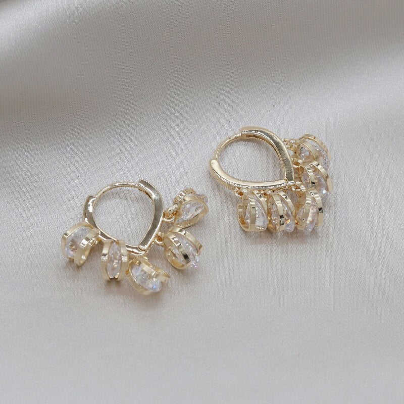 Elegant Heart-Shaped Zircon Drop Earrings for Women - Korea Design Jewelry