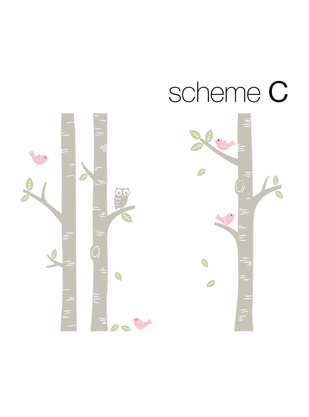 Birch Tree Wall Decal with Owl and Birds - Nursery Decor