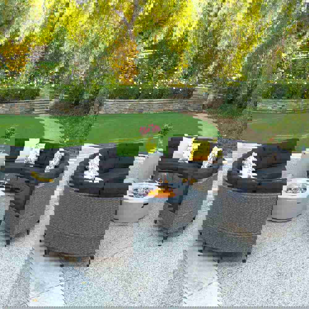 Nessett 10pc Outdoor Fire Pit Sectional Sofa Set