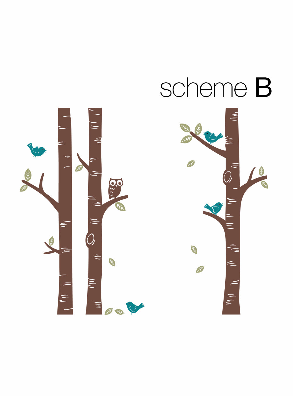 Birch Tree Wall Decal with Owl and Birds - Nursery Decor
