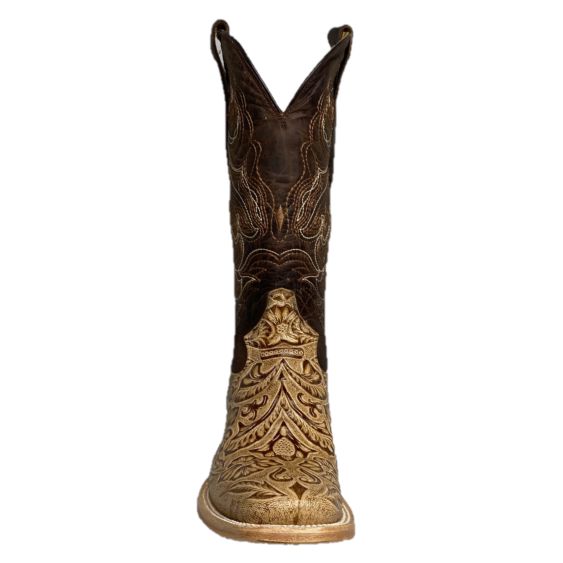 Cowtown® Ladies Oryx Floral Tooled Brown & Tan Square Toe Boots Q452
