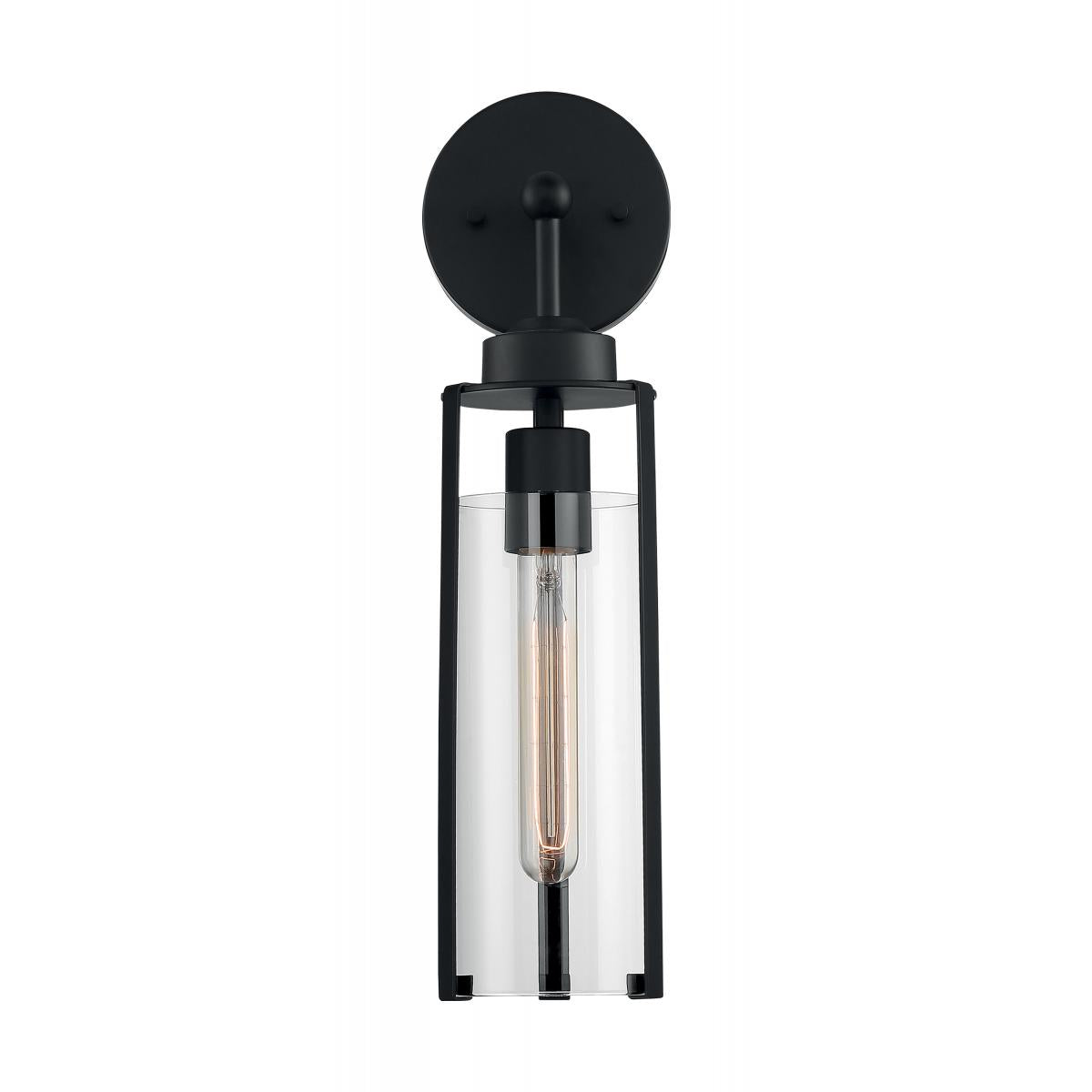 MARINA 1 LIGHT WALL SCONCE - Clear Glass, Matte Black Finish