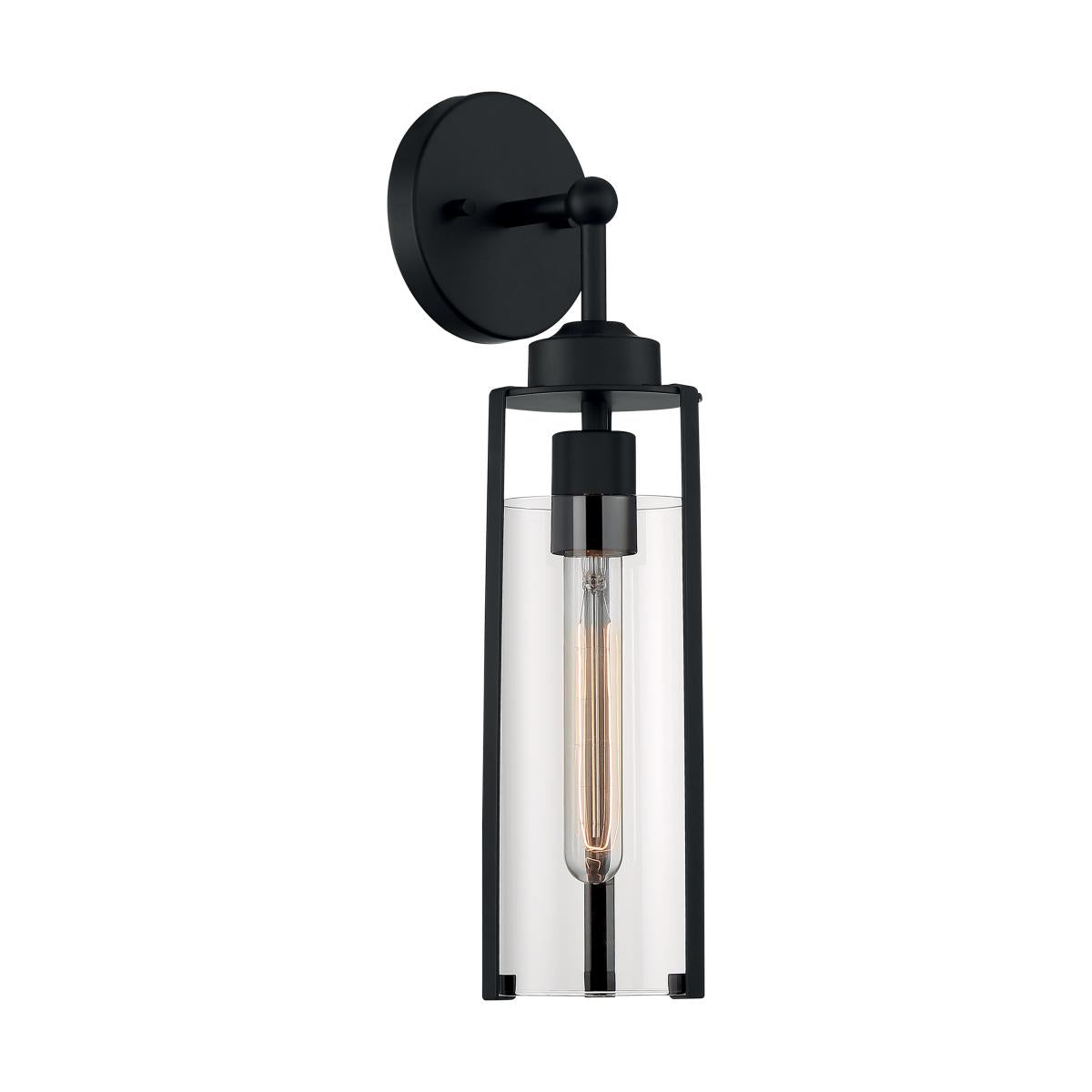 MARINA 1 LIGHT WALL SCONCE - Clear Glass, Matte Black Finish